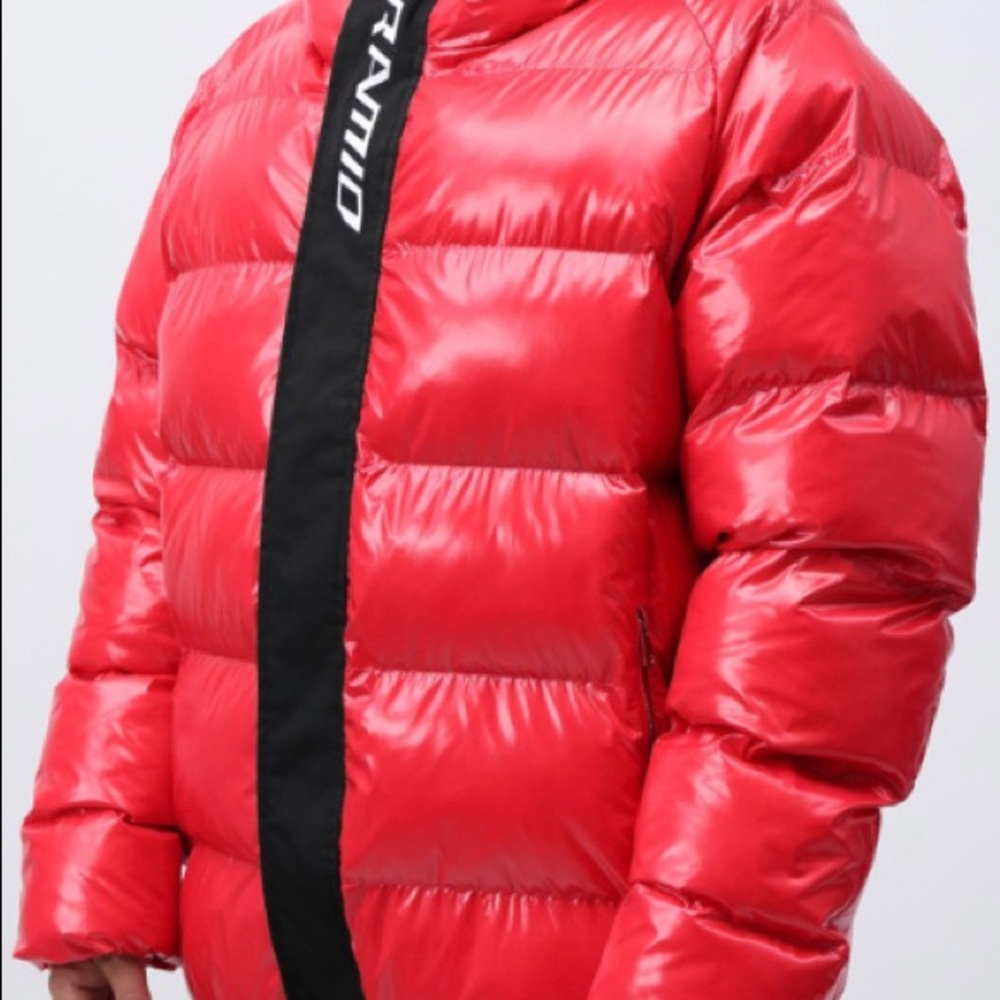 Red puffy jacket